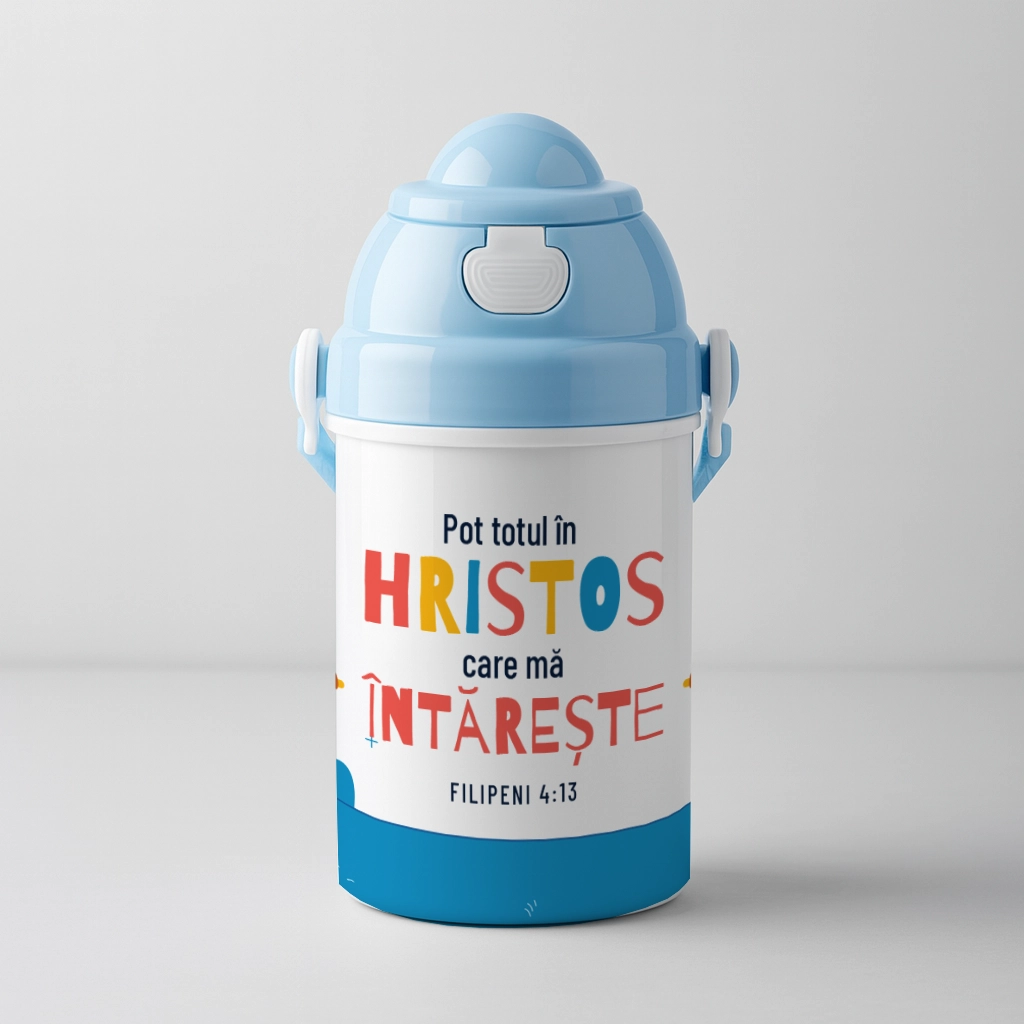 Bidon pentru copii cu verset biblic - Filipeni 4:13